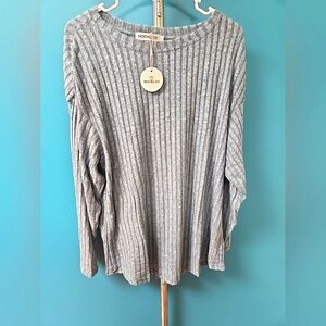 Hooklzo Women's Round Neck Top Blue Size Large